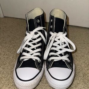 High top black and white converse